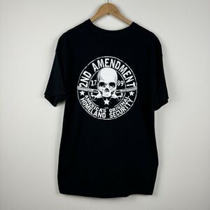 2nd Amendment Made America Free Gun Skull Constitution US Flag Shirt Size XL